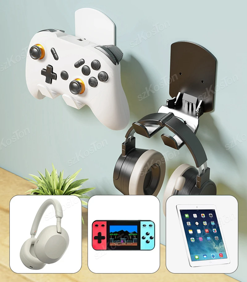 Picture 6: Wall Mount Rack Bracket For Switch Pro/PS5/PS4/Xbox One Game Controller Headphone Headset Stand Hanger Holder Gaming Accessories