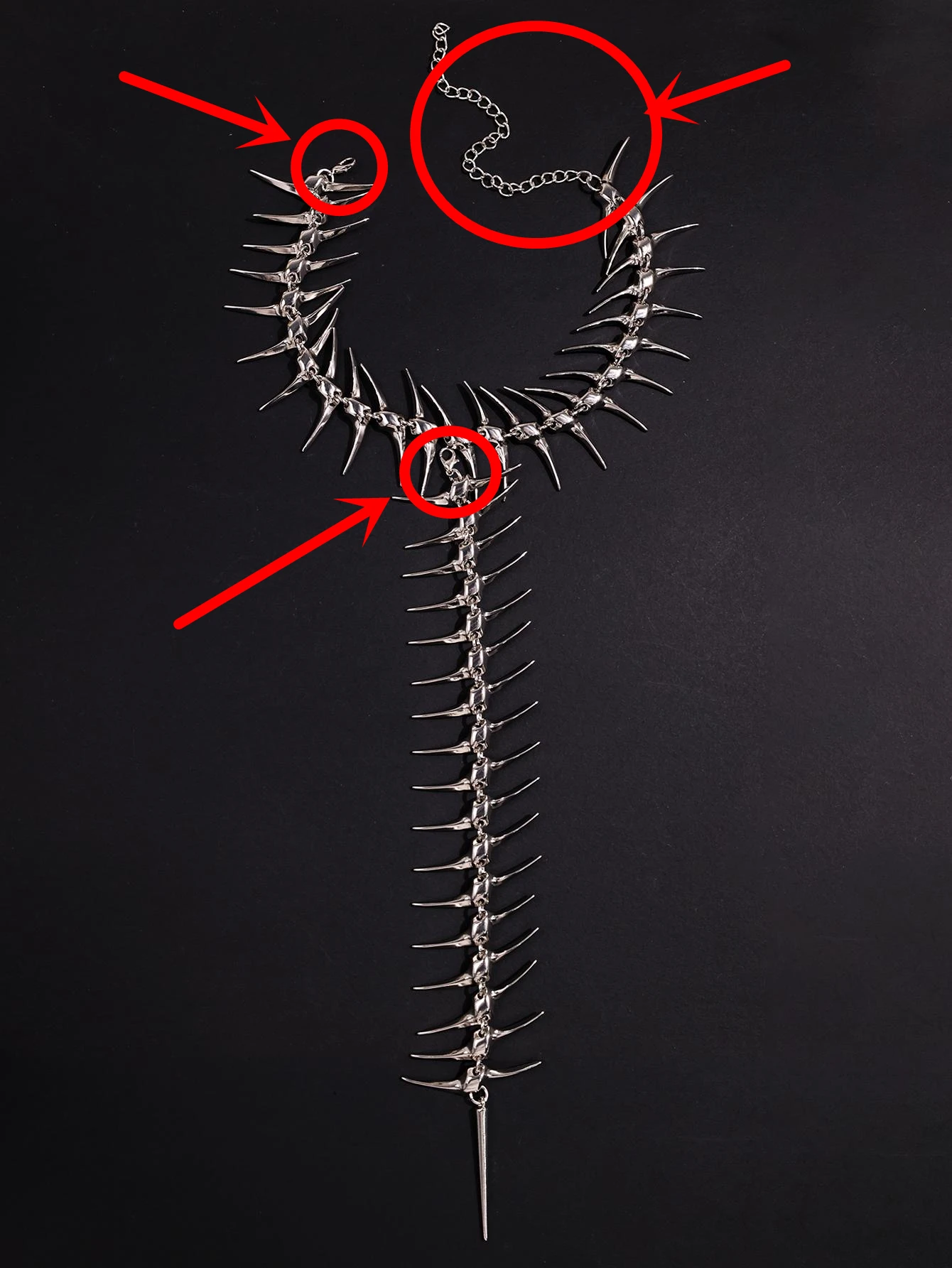 Edgy Niche Hip-Hop Thorn Skeleton Alloy Women's Necklace Perfect for Holiday Parties Everyday Wear Street Style Outfits NEW image 5