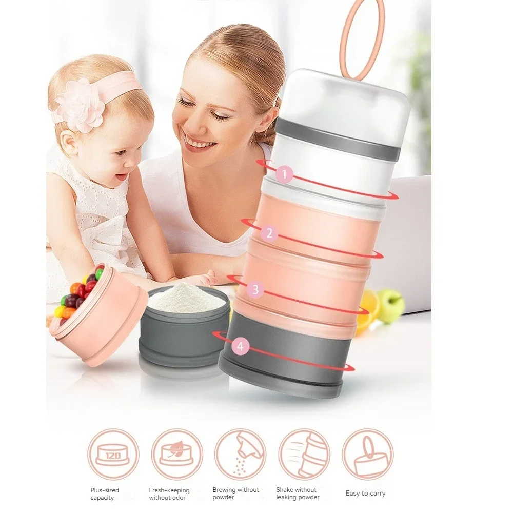 4-layer portable baby food storage box Essential cereal infant formula box Toddler snack container