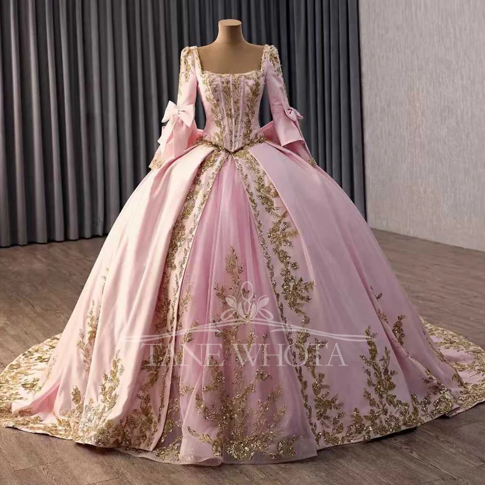 

Pink Sweetheart Quinceanera Dress With Detachable Jacket Lace-Up Back Embroidery Sequined Bow