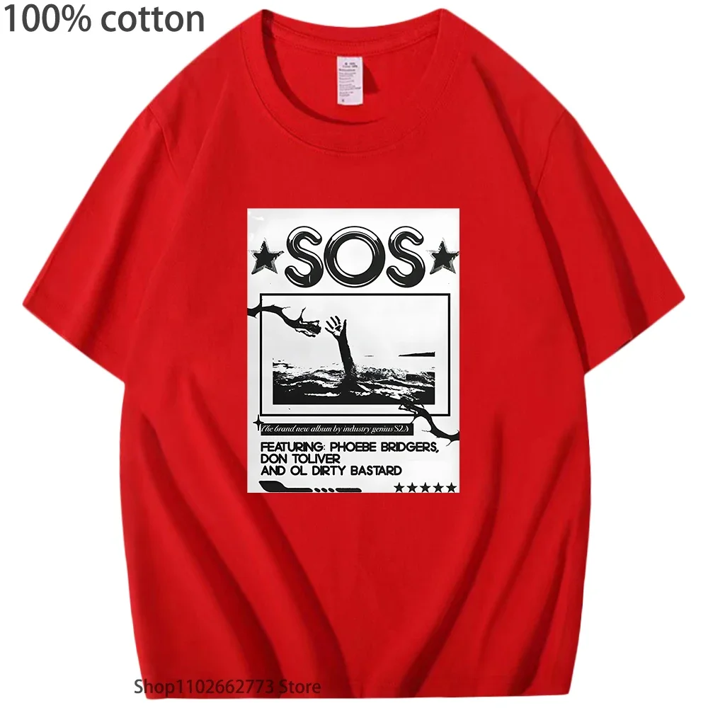 Koszulki Anime SZA SOS Gotyckie Komiksy Moda Harajuku Odzież Damska 100% Bawełna T-shirt Hip Hop Kreskówka Top Koszulka Męska