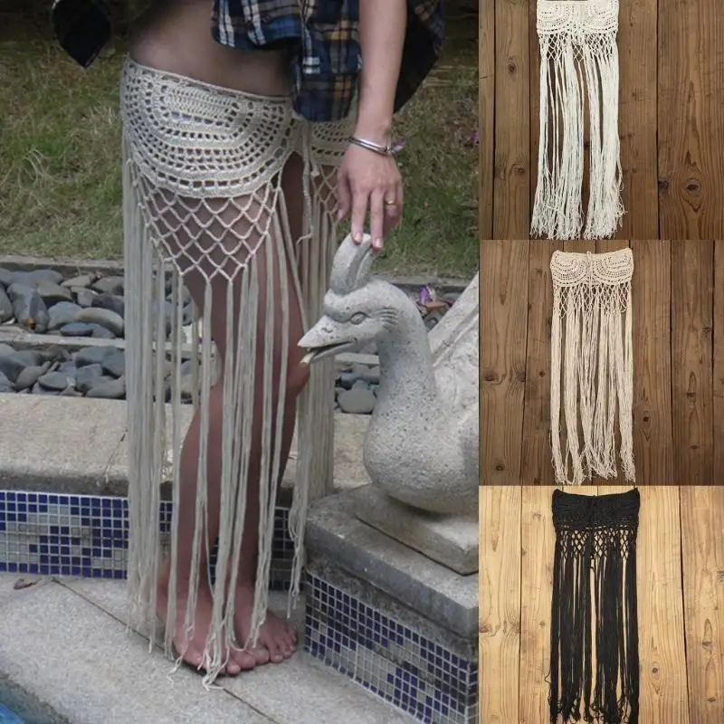 

Crochet Swimsuit Coverup Dress Hollowed Crochet Swimwears Wrap Skirt for Parties