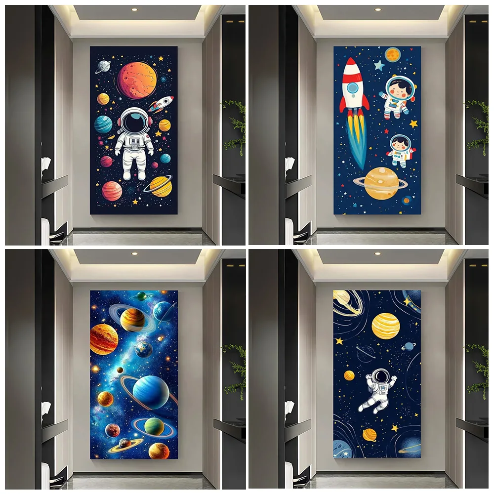 

Cartoon Astronaut Rocket Background Birthday Party Decoration Space Cosmic Planet Backdrop Baby Shower Supplies Photography Prop