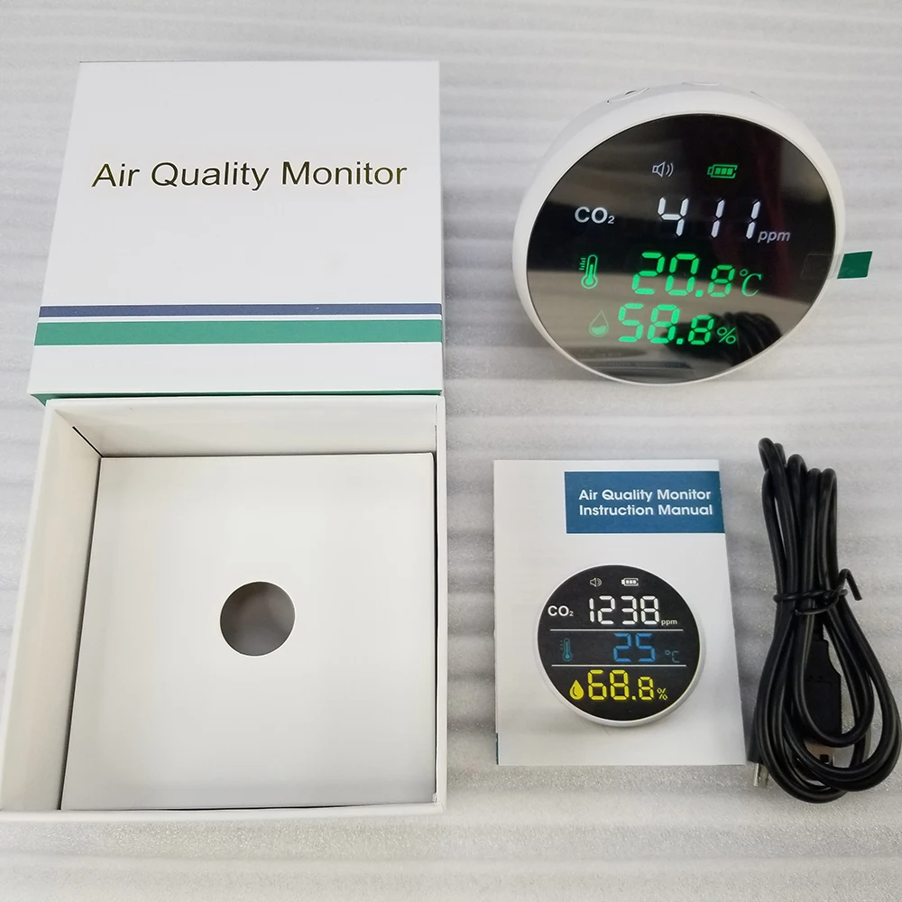 Dienmern New DM1305 Desktop Carbon Dioxide Quality Detector LED Display Temperature/Humidity Sensor Meter, CE/RoHS Authenticat