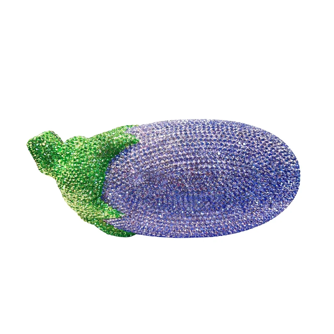 Stone evening bag new eggplant shape diamond inlaid dinner bag banquet diamond clutch women's bag