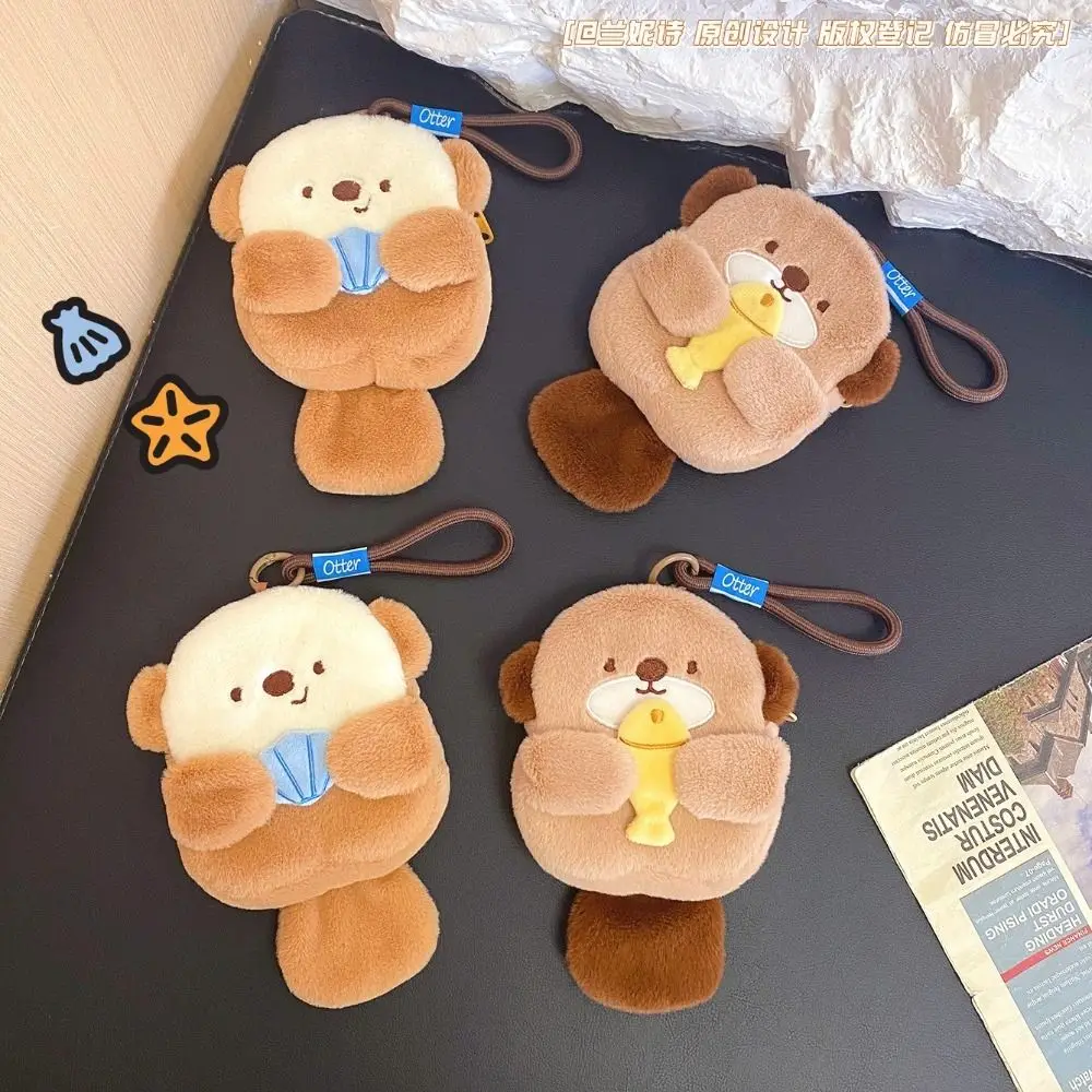 Bonito lontra dos desenhos animados cão saco pingente presente macio mochila ornamentos diy berloque pendurado adereços brinquedo de pelúcia fone de ouvido saco chaveiro