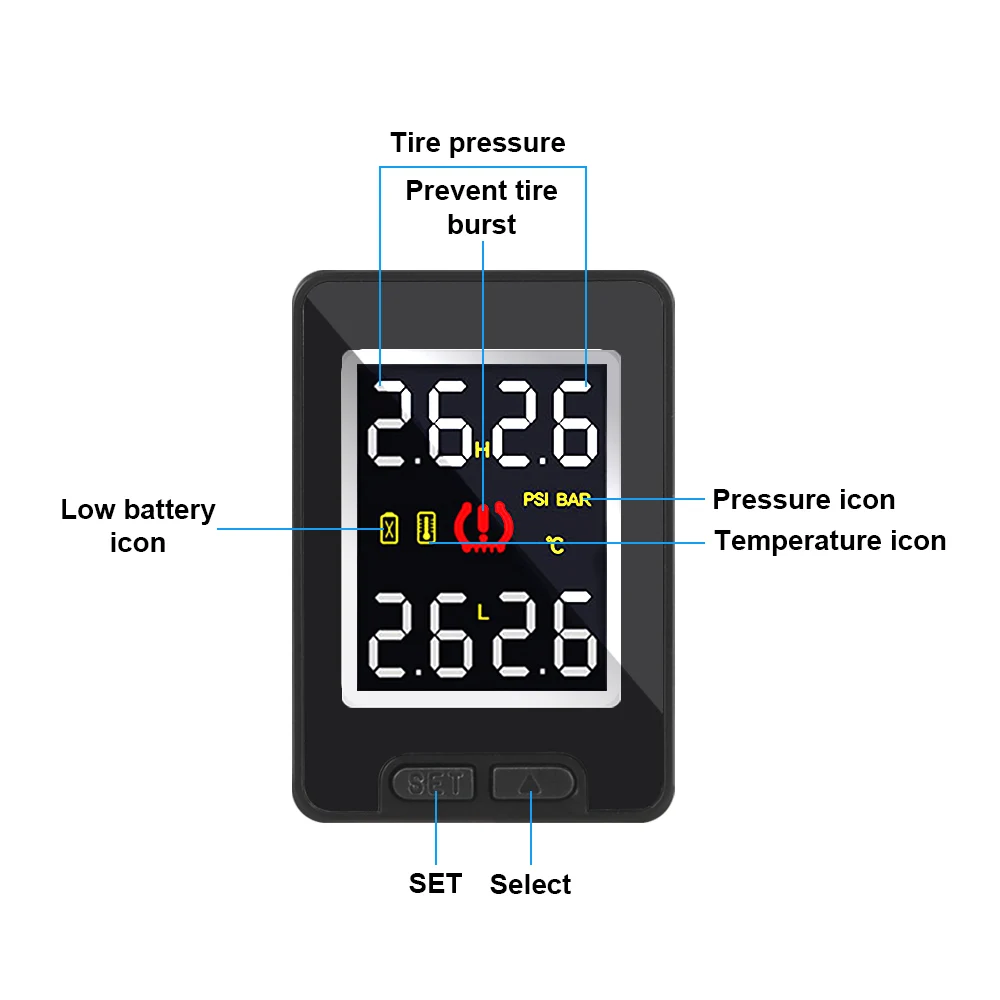 4Pcs External /Internal Sensor Wireless for Toyota Car TPMS Save Fuel Tire Pressure Monitor System