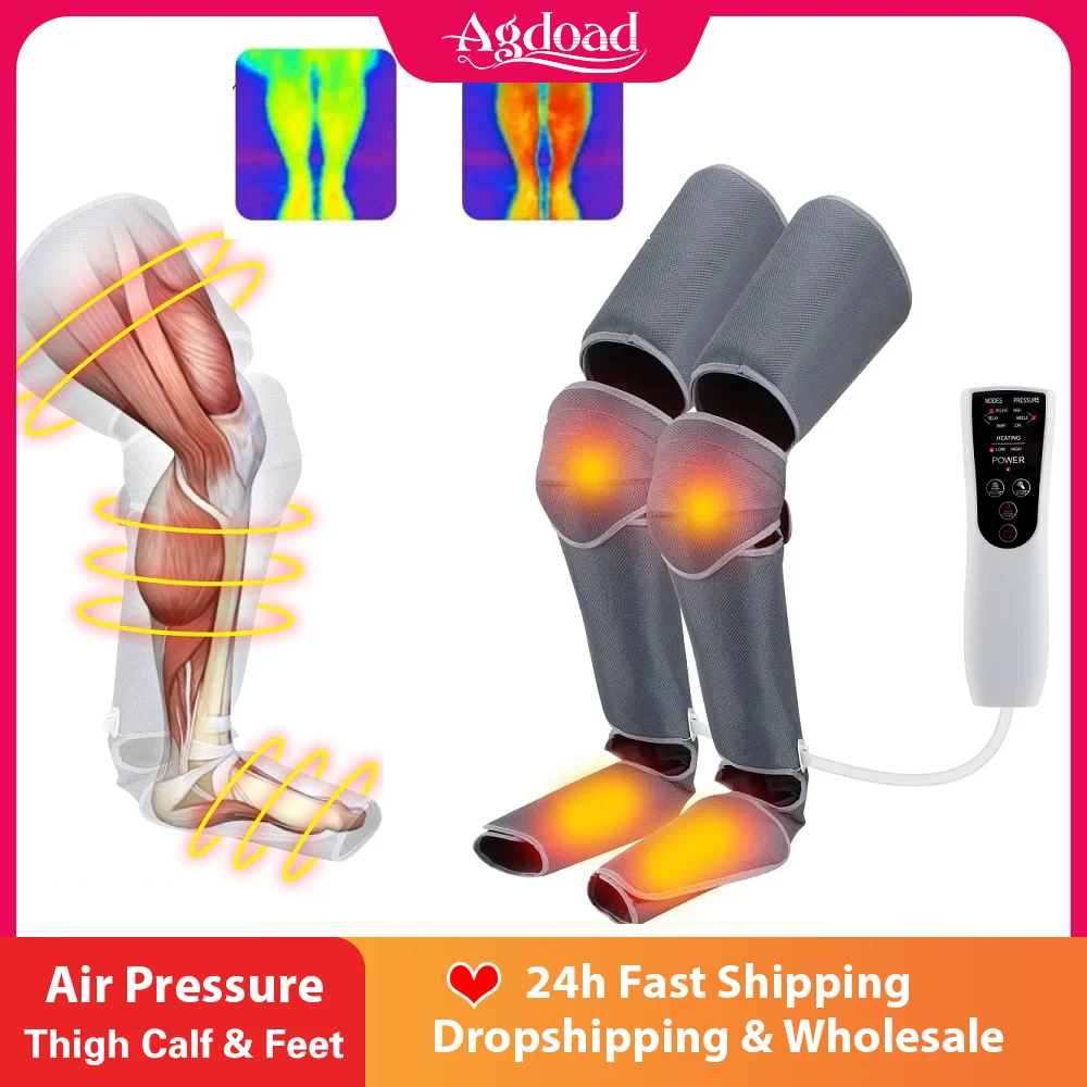 Pressotherapy Leg Massager with Air Compression Thigh and Calf Massage Device for Leg Pain Relief Muscle Relaxation Circulation