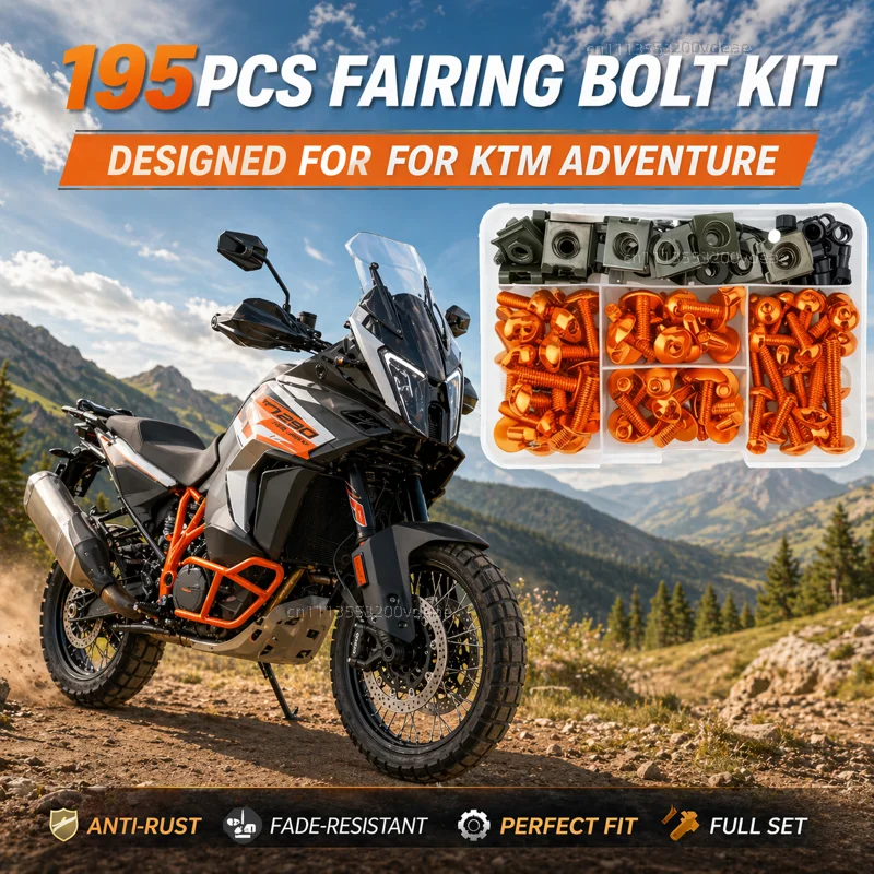 195Pcs Motorcycle Fairing Bolt Screws Kit Nut Clips For KTM 390 790 1050 1090 1190 890 ADVENTURE ADV 1290 Super Adventure CNC