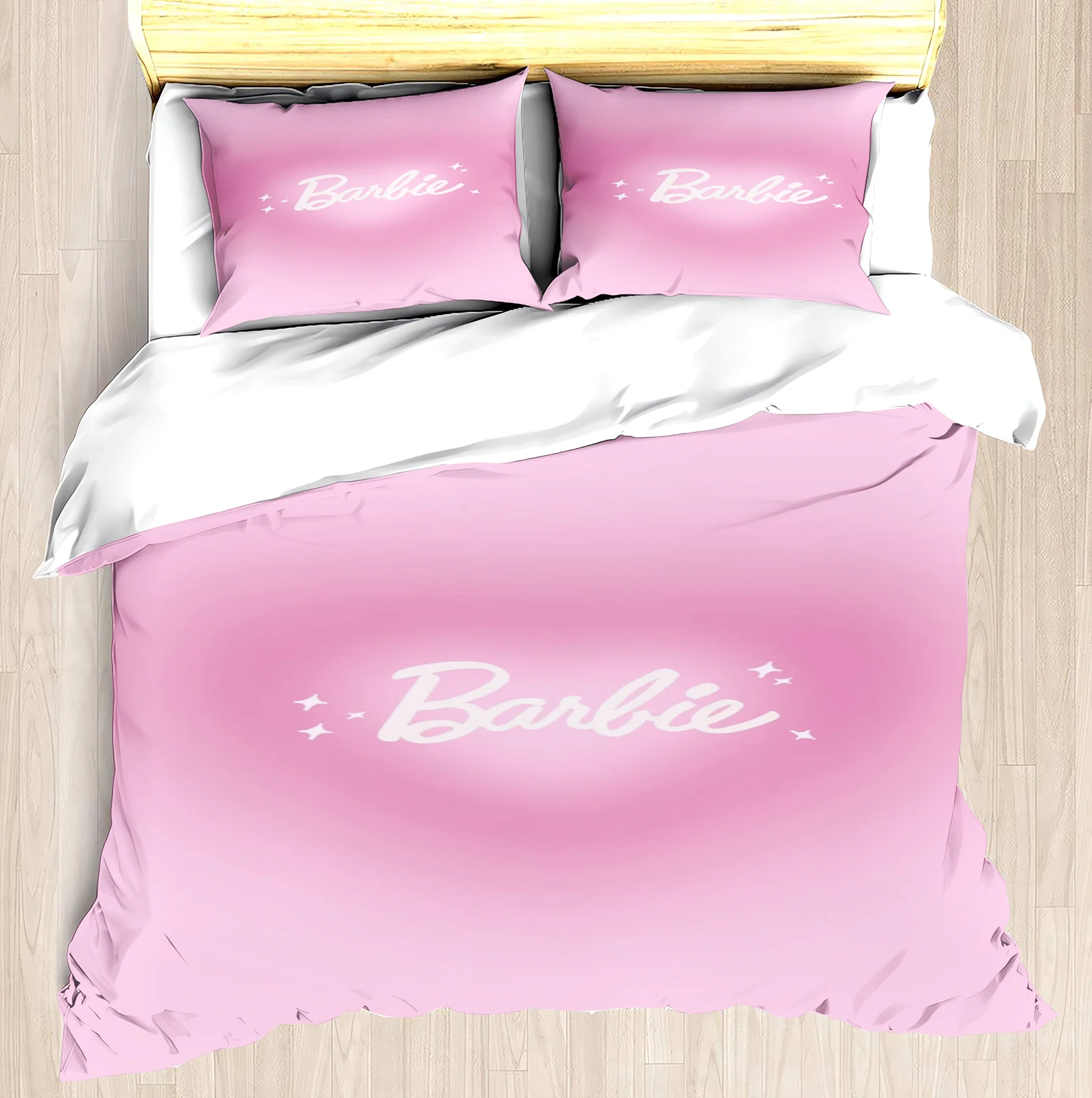 

MINISO-PrintedBarbie Set for Girls, Disney Co-branded Barbie Pink, Modern Duvet Cover, 2 Piece Bedding Set