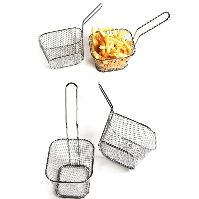 1pc Mini Frying Net Basket Stainless Steel Frying Nets Square Block Mesh Kitchen Tools Square Frying Basket Fries Rack Drain Oil