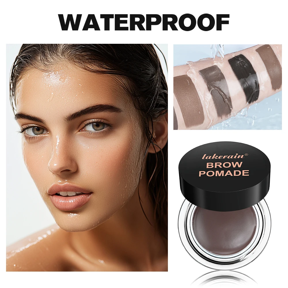 Pomada para cejas resistente al agua, a prueba de sudor, textura ligera de larga duración, pomada para cejas de secado rápido con pincel, maquillaje Natural para cejas