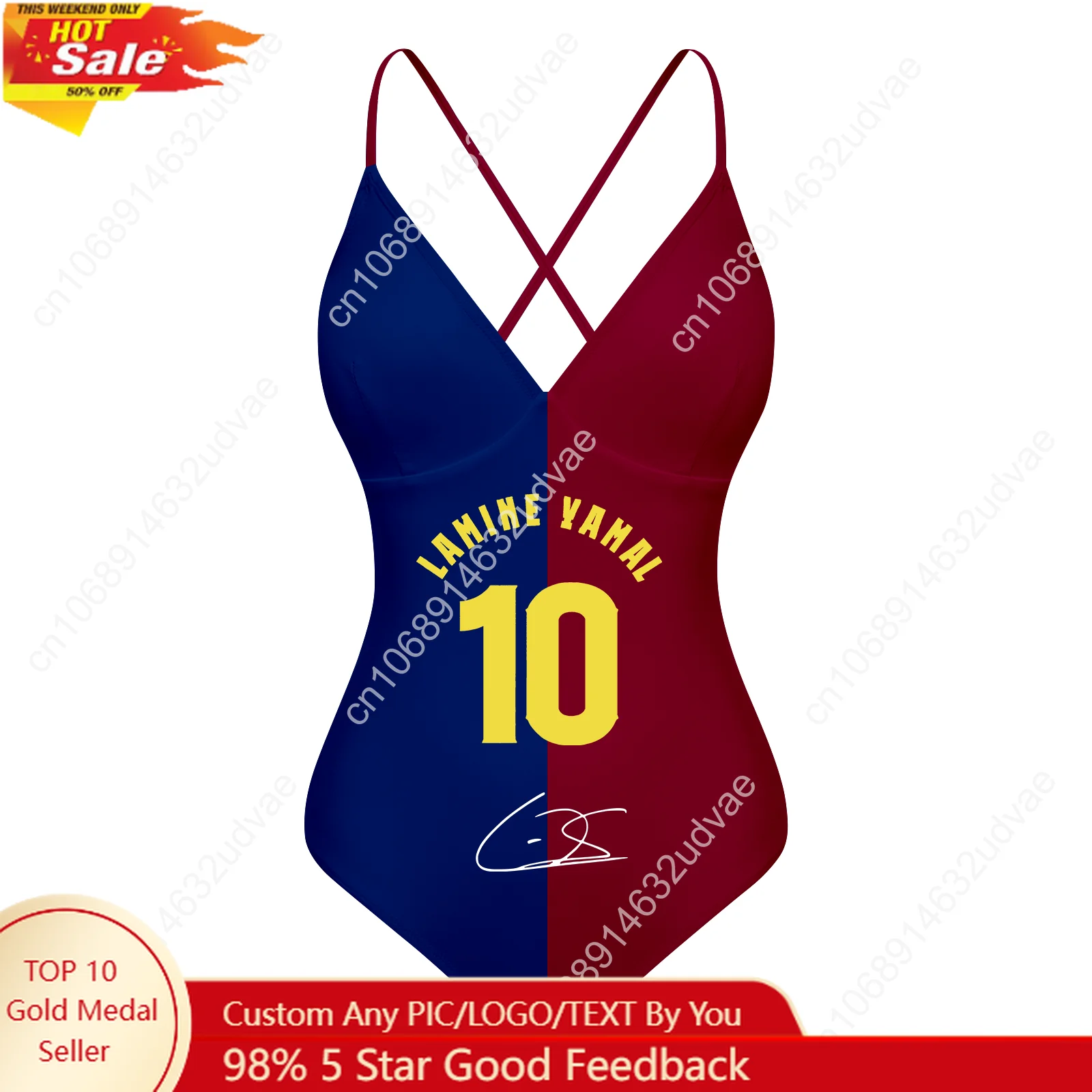 

Yamal No.10 V-neck Halter Back Swimsuit Womens Bathing Suits Spain Soccer Star Bikini Sexy Swimwear Custom Made Beachwear