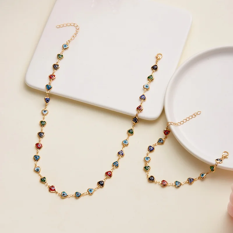 Trendiges Rotes Kirsch-Anhänger-Armband-Set für Damen, Exquisites Zirkon-Herz-Armband, Fußkettchen, Halskette, Hochzeitsschmuck, Partygeschenk – Detail 9