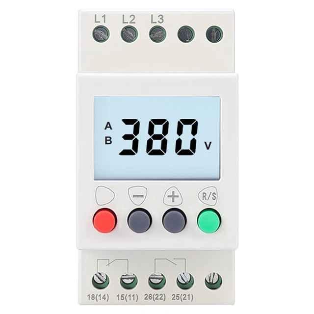 Monitor trifásico de bajo voltaje y sobretensión con retardo de tiempo, 6A, 250V, 220V CA, 1NO, 1NC, con registro de fallos