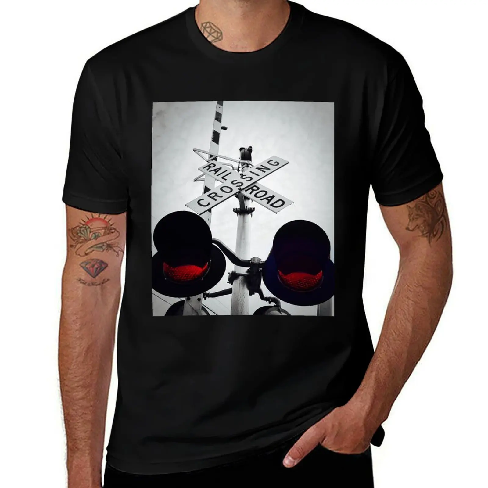 

Railroad Crossing Sign T-Shirt Outdoor Sports Lightweight Tee