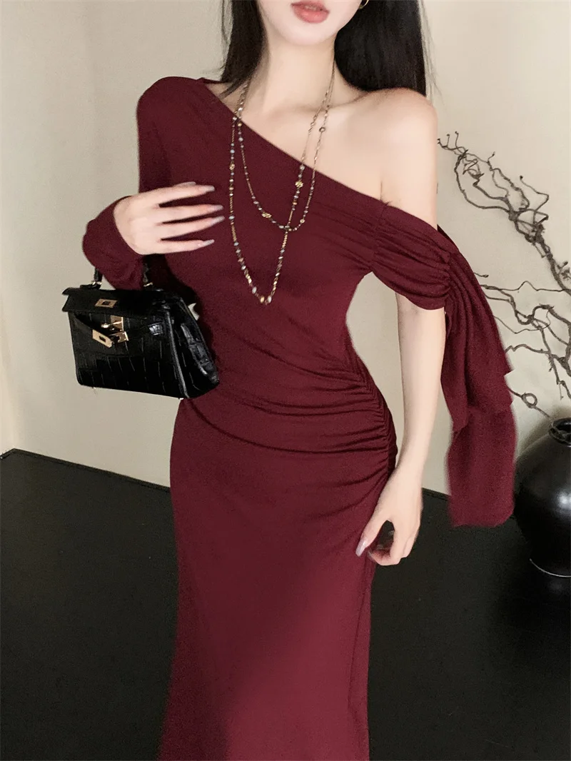 Robes à manches longues femmes robe jeune fille automne tricots smocké lambrissé boutonné col montant H-ligne Grunge Style multicolore