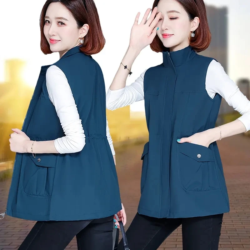 2024 New Spring Summer Vest Jacket Women\'s Korean Sleeveless Coat Female Waistcoat Middle-Aged Mom Casual Tops Outerwear