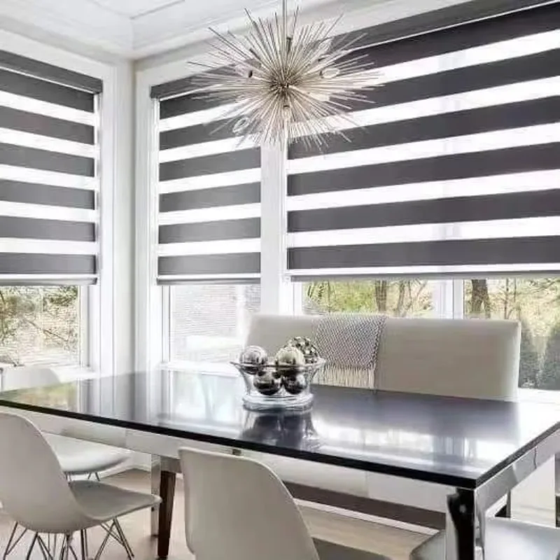 

Motorized Zebra Shades Smart WiFi Controlled Zebra Window Curtains & Roller Shades Intelligent For Living Room