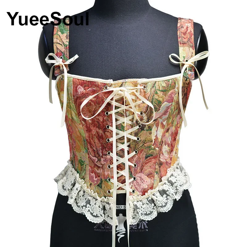 Y2K Vintage Women Bustier 2023 New Floral Printed senza maniche Bandage Slim Crop top Fashion Party Sexy corsetto femminile Camis