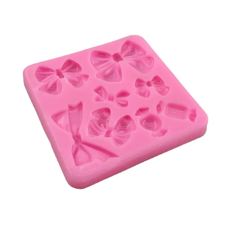 1 Piece, Bow Shaped Flip Candy Chocolate Silicone Mold, Baked Homemade Cake Decoration Accessories, Drip Glue Mold DROPSHIPPING