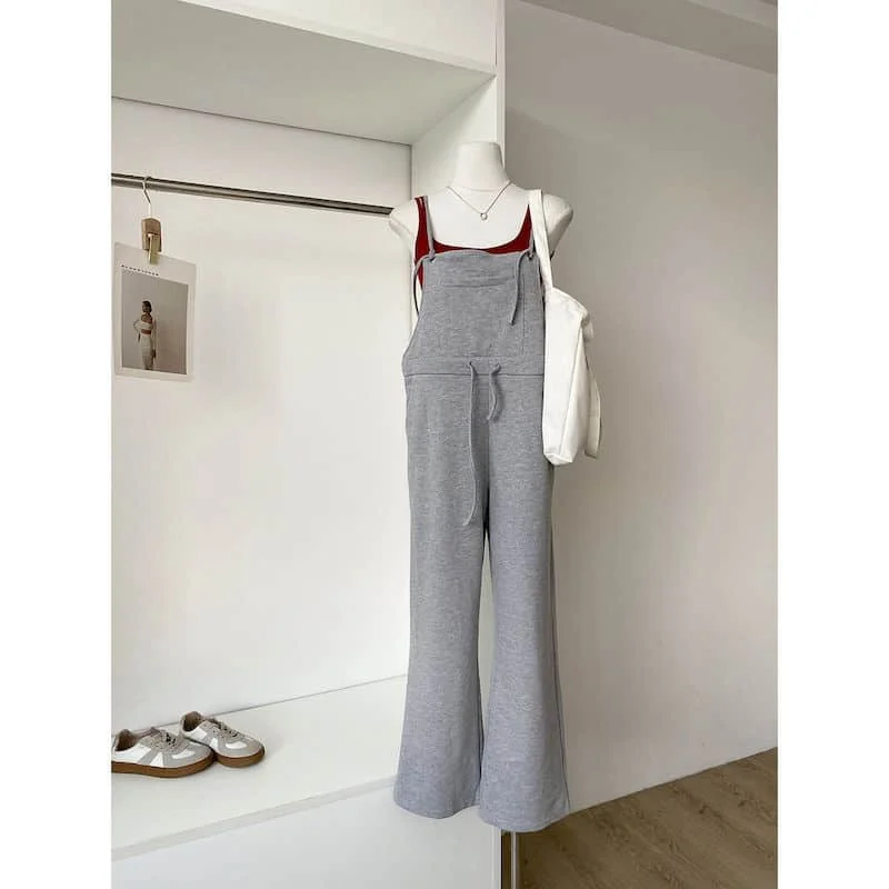 بدلة قفز متعددة الاستخدامات للنساء قطعة واحدة ملابس نسائية بنطال ذو قصة أرجل واسعة فضفاضة على الموضة الكورية بدلة لعب كلاسيكية غير رسمية