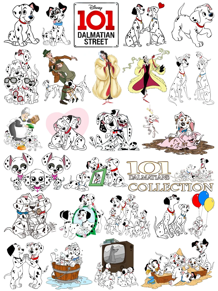 Disney 101 Dalmatians Dogs clothes stickers Iron on patches Cruella custom patch for kids Flex fusible transfer