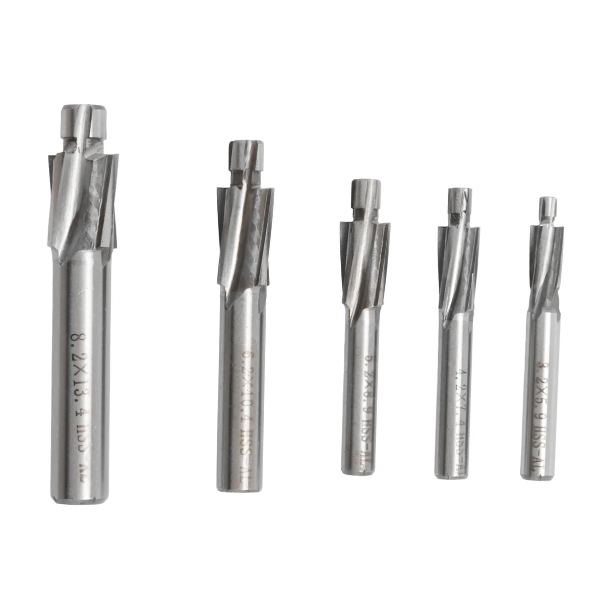 A34R 5Pcs HSS Counterbore End Mill M3-M8 Pilot Slotting Tool Milling Cutter Countersink End Mills