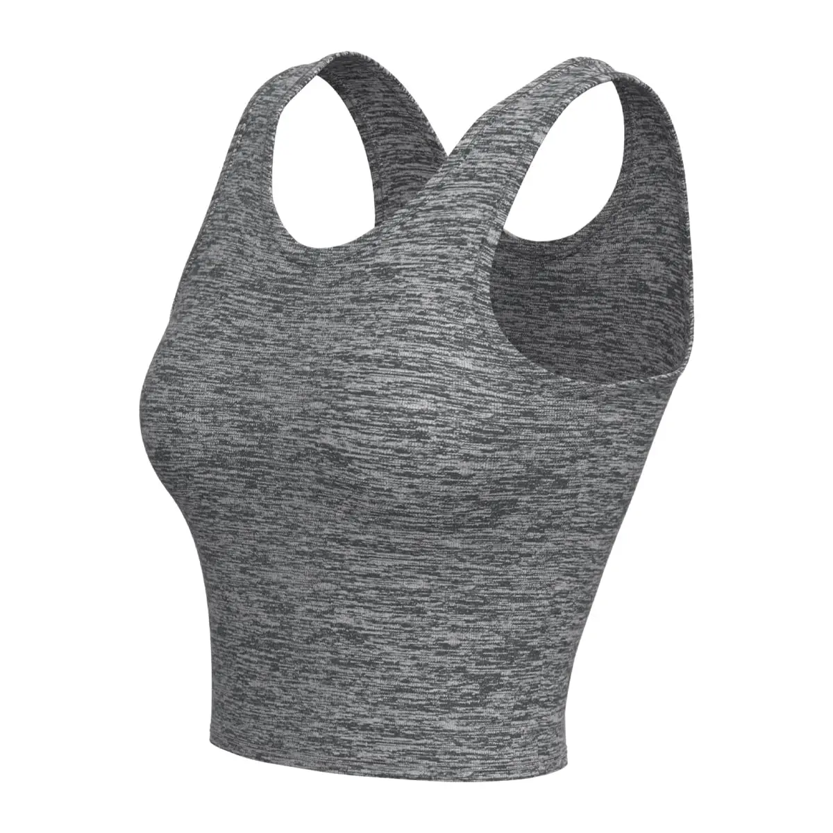 Women's Vest, Quick-Dry, for Running, Fitness,, Short, Crop Top, No Bra Pads (Grey, Small)