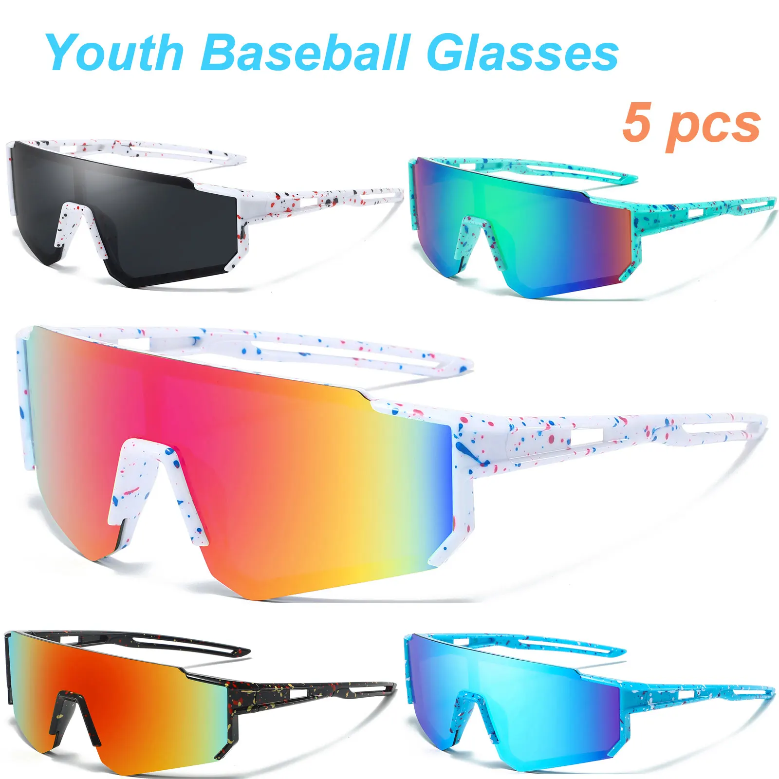 5 pcs/lot Age 5-18 Kids Youth Boys Girls Baseball Sunglasses Sport Cycling Glasses Outdoor Bike Bicycle Goggles Child Eyewear