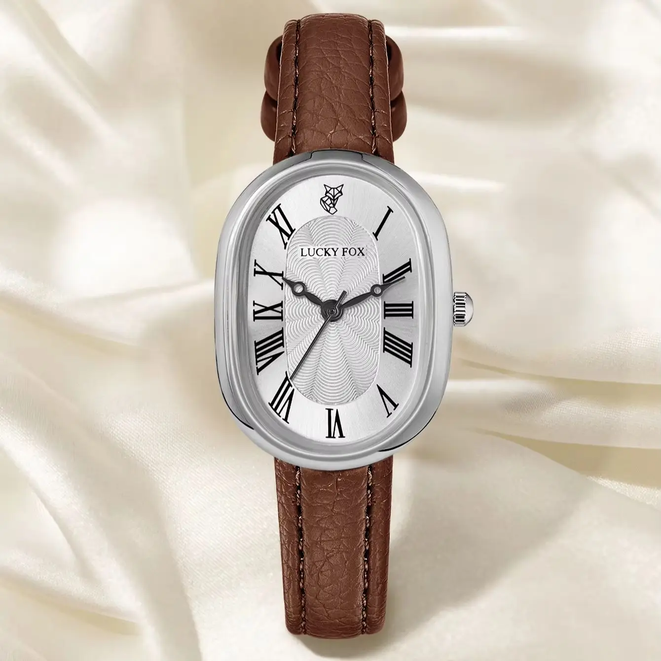 LUCKY FOX Vintage Oval Ladies Quartz Watch Soft Leather Strap Fashion Daily Dress Wristwatch Ideal Gift For Women