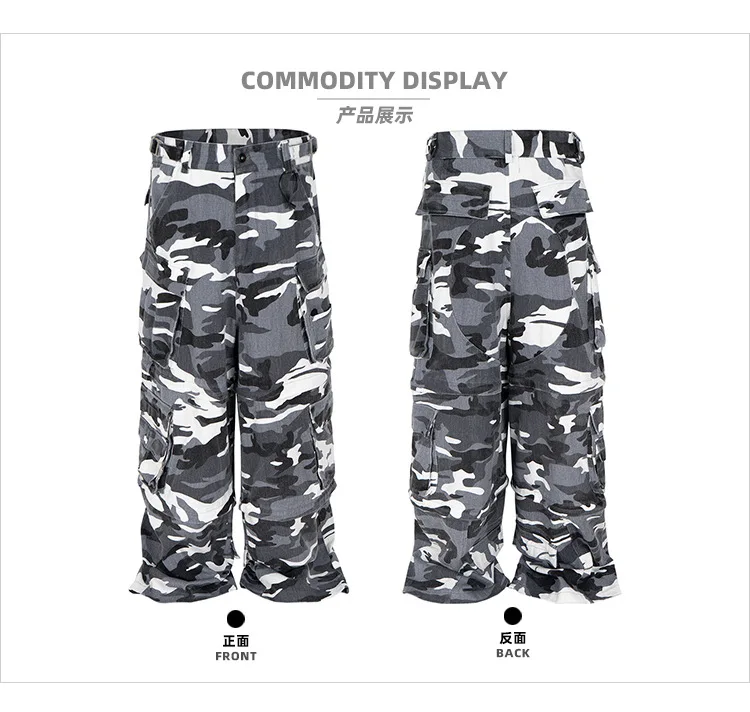 MIJKO سروال كارجو مموه متعدد الجيوب للرجال والنساء # 8509