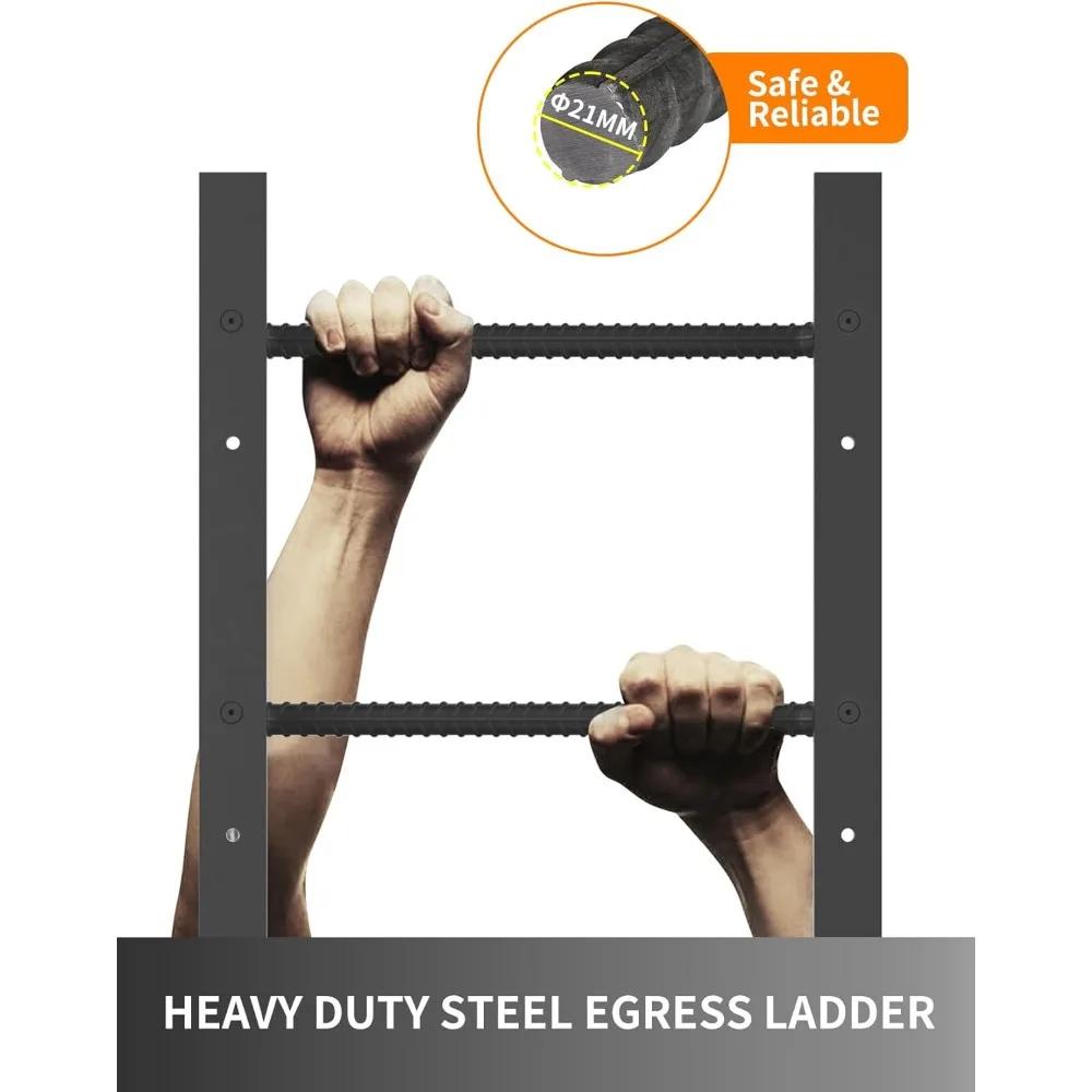 سلم فولاذي عالي التحمل للهروب في حالات الطوارئ في الطابق السفلي، سلم جيد النافذة ذو 3 عيون، أمان من الحرائق في المنزل، 34.2 لتر × 17.9 وات