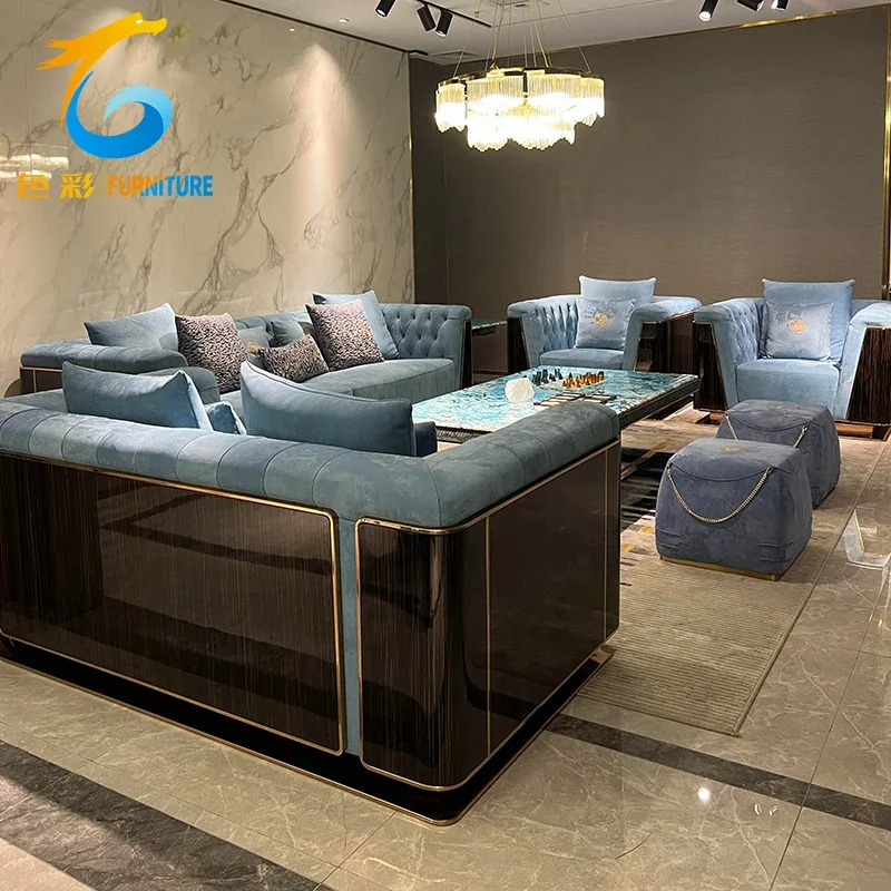 

Model house light luxury sofa 123 combination villa living room large family post-modern Louvre Hong Kong customization