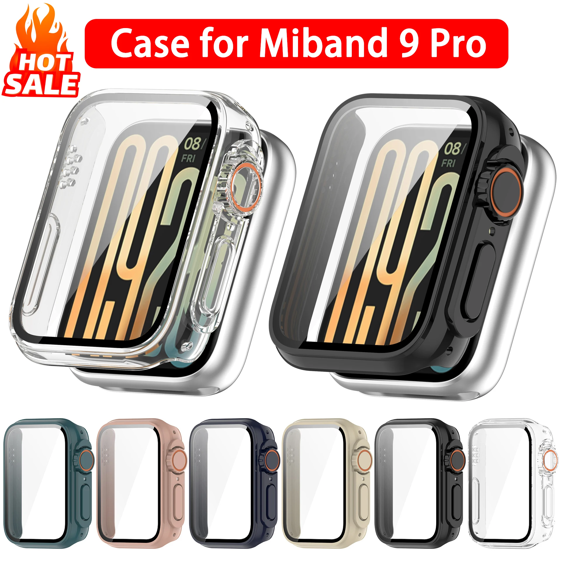 

Tempered Glass+Case for Xiaomi mi band 9 Pro accessories All-Around Screen Protector Bumper shell For xiaomi miband 9 Pro Cover