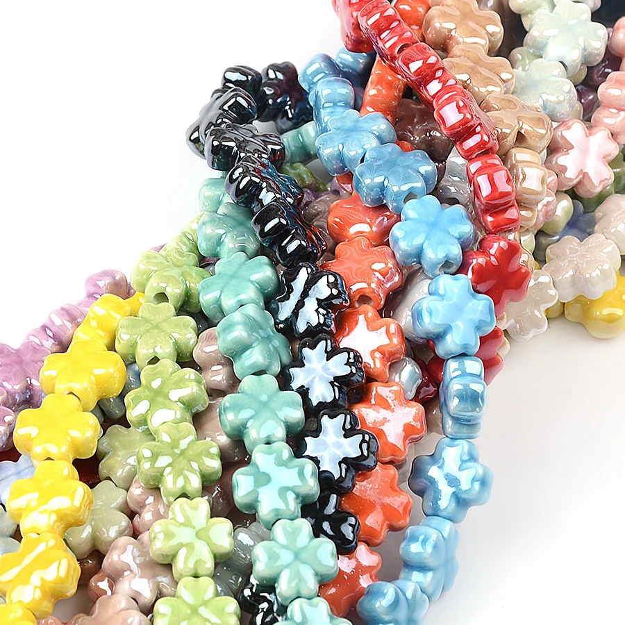 10pcs 12mm New Four-leaf Clover Colorful Ceramic Beads Bracelet Fashion Jewelry Accessories DIY Pendant Making