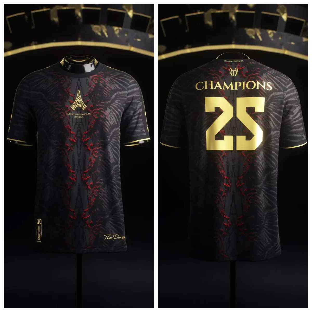 

25 Summer Football Club Football Shirt New Paris Champion Jersey Men's No. 25 T-shirt Short Sleeve Children's Breathable Casual