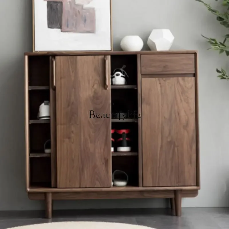

LD6North American black walnut solid wood shoe cabinet modern simple large-capacity storage entrance cabinet integrated