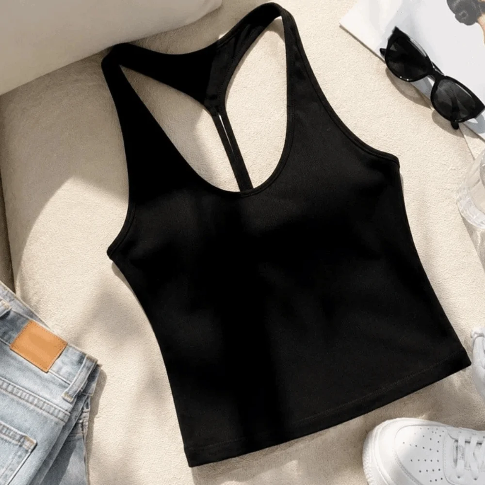 Simple V-neck Camisole Yoga Sports Bra Push-up Halter Neck Top Beauty Back Vest Top Gym Top