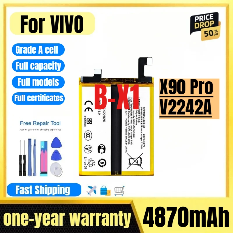 

B-X1 for VIVO X90 Pro/V2242A Mobile Phone Battery 0 Cycle High Quality High Capacity Replacement Bateria Grade A Cell with Tools