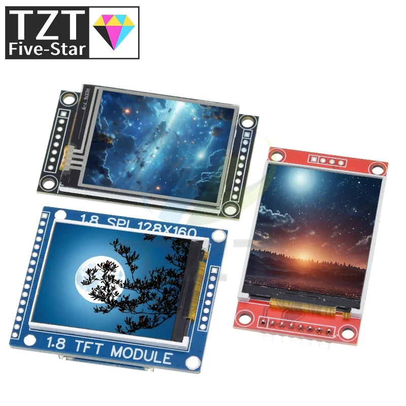 1.8 Inch TFT LCD Module LCD Screen Module SPI Serial 51 Drive 4 IO Drive TFT Resolution 128*160 For Arduino With / Without Touch