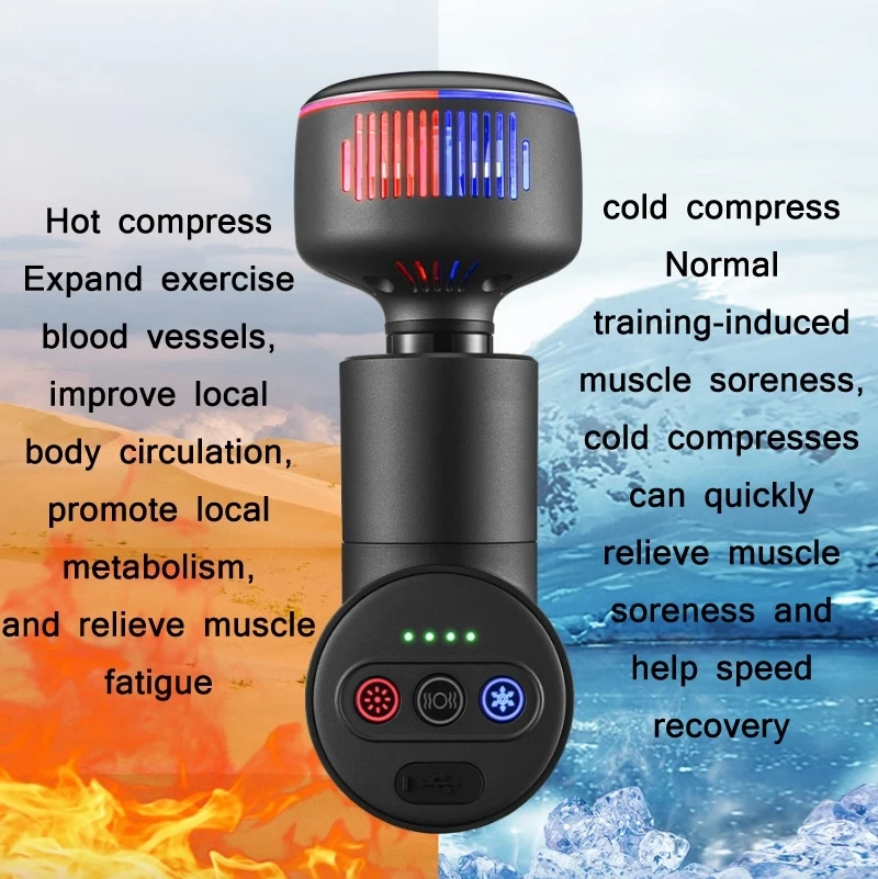 Heat Cold Multifunction Deep Muscle Heat&cool Massager Gun Electric Mini Hot And Cold Heat Cold Massage Gun