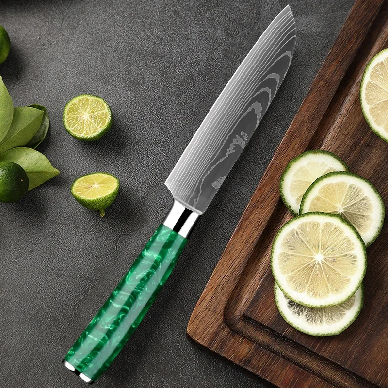 5 Inch Santoku Knife,Pro Kitchen Chef Knife Razor Sharp Paring Knives High Carbon Steel Vegetable Chopping Cutting Meat Cleaver