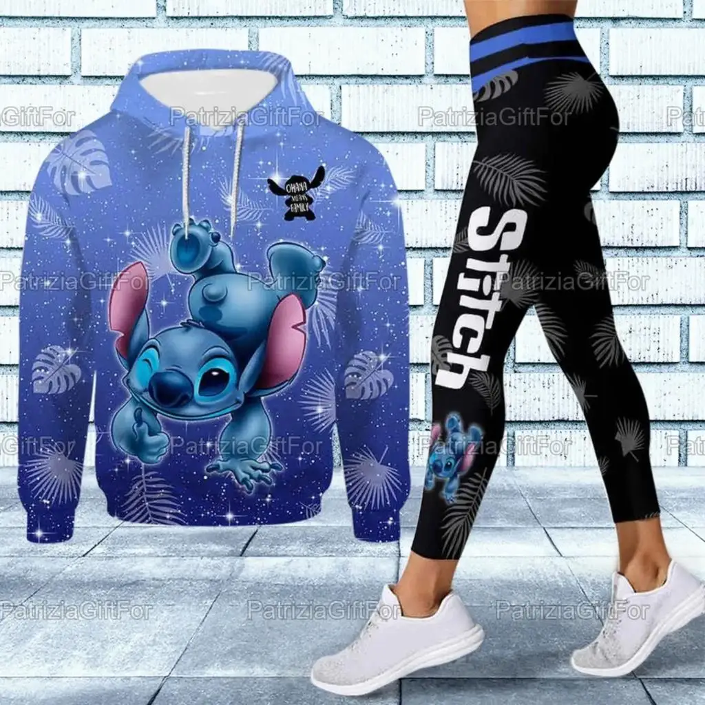 Disney-Ensemble de sport à capuche 3D pour femme, vêtements de yoga essentiels, velours, hiver, 2024