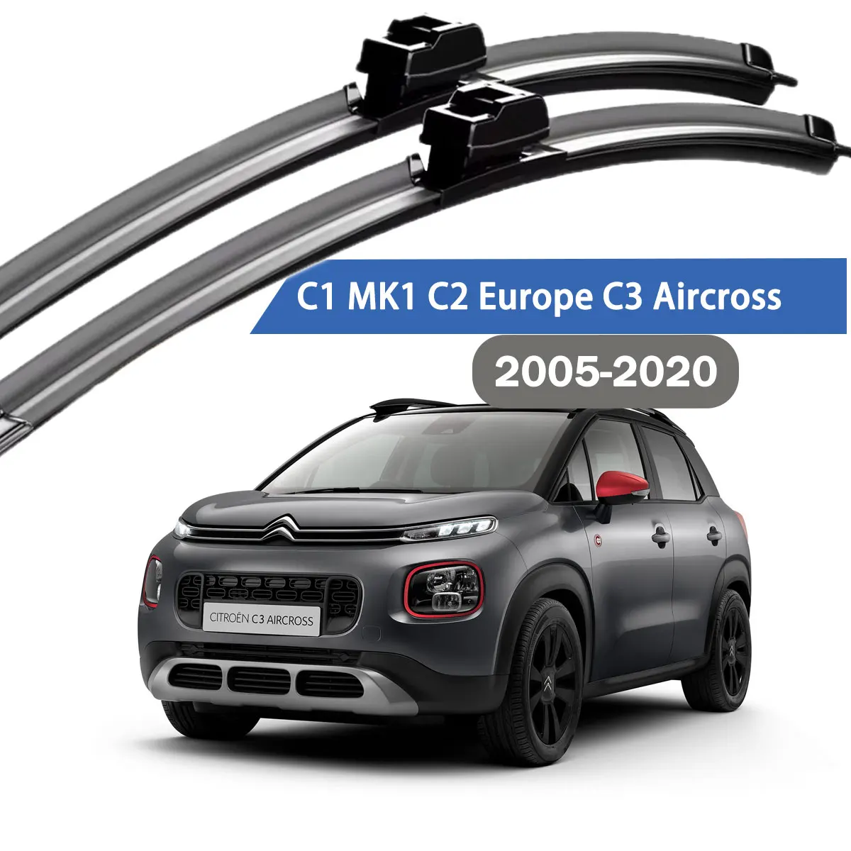 Frontscheibenwischerblätter aus Kohlefaser für Citroen C1 MK1 C2 Europe C3 Aircross 2005-2020.