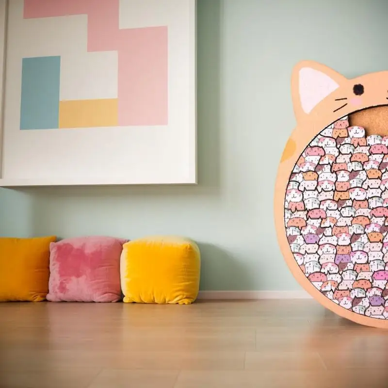 즐거운 고양이 모양의 나무 퍼즐 장난감; 매력적인 교육용 게임; 멋진 크리스마스 선물