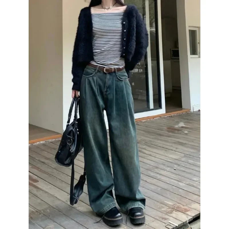 ZOENOVA Vroege 2024 Baggy Retro Jean Vrouw Nostalgische Losse Wijde Pijpen Jeans Witte Broek Vrouwen Mode Koreaanse Pantalones De Mujer