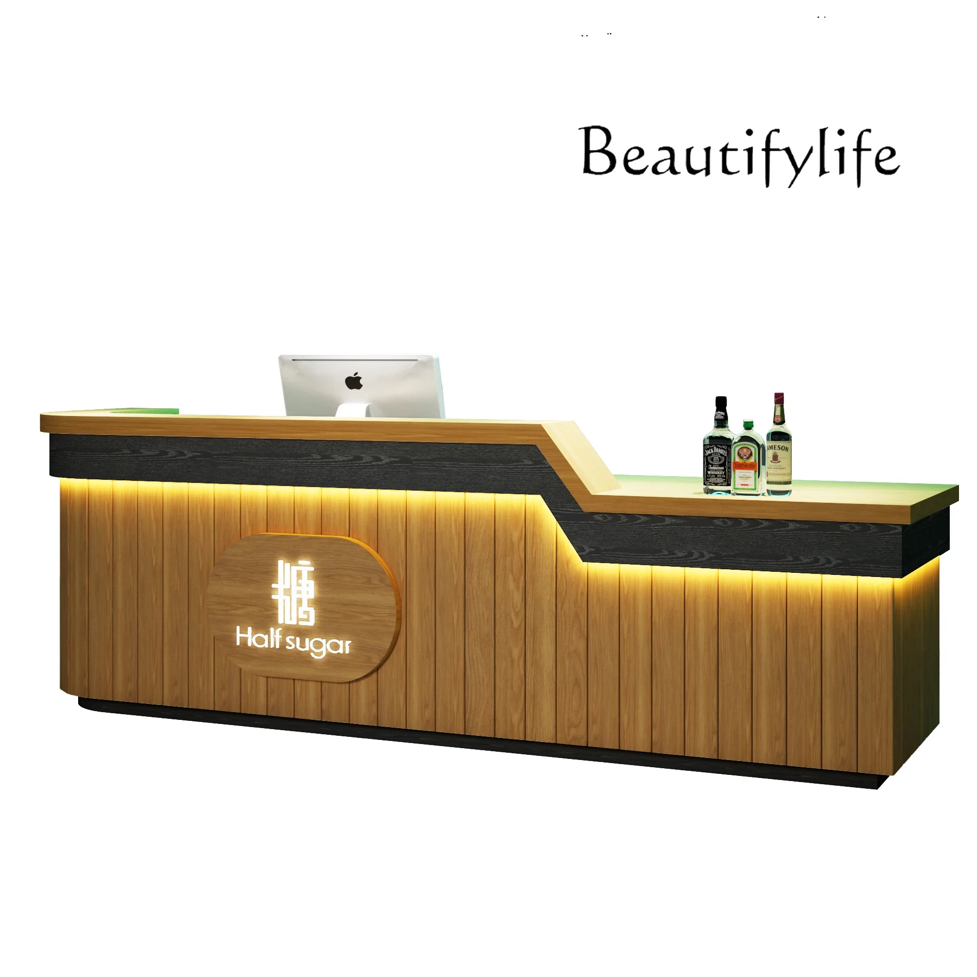 

New Chinese retro dining counter hotel front desk teahouse reception desk design sense checkout page