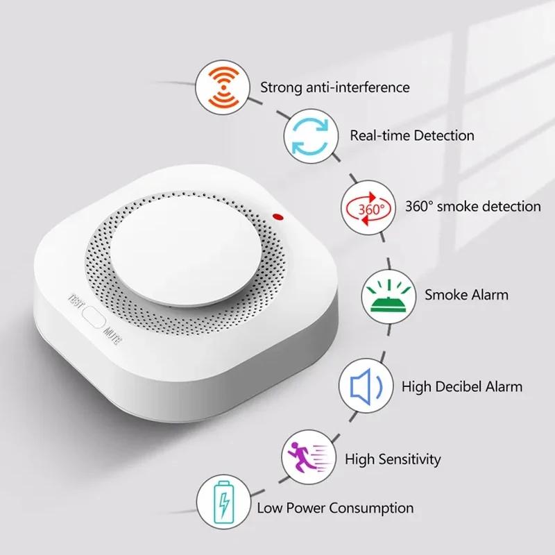 433MHz Wireless Connection Function Smoke Detector Sensor Parlor Child Room Home Kitchen PIR Sound Shop Fire Inspection Alarm