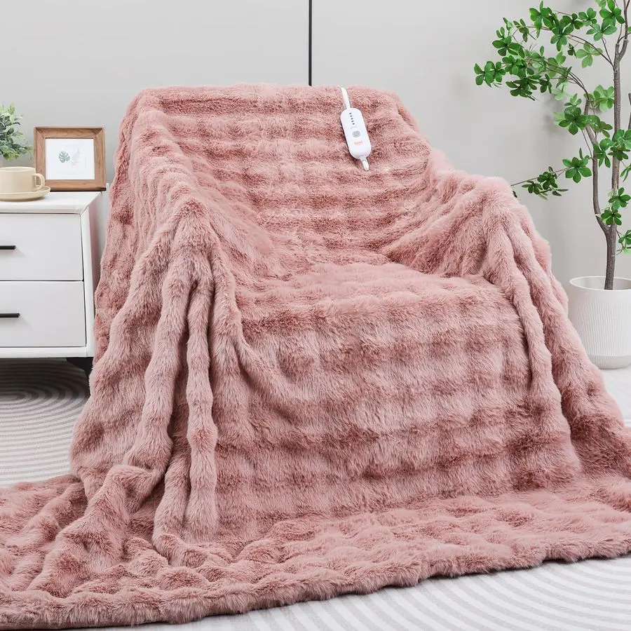 

Blanket Electric Throw 50x60 Soft Thick Bubble Electric Blanket for Sofa with 5 Heat Levels amp 4 Hours AutoOff Overheat Protect